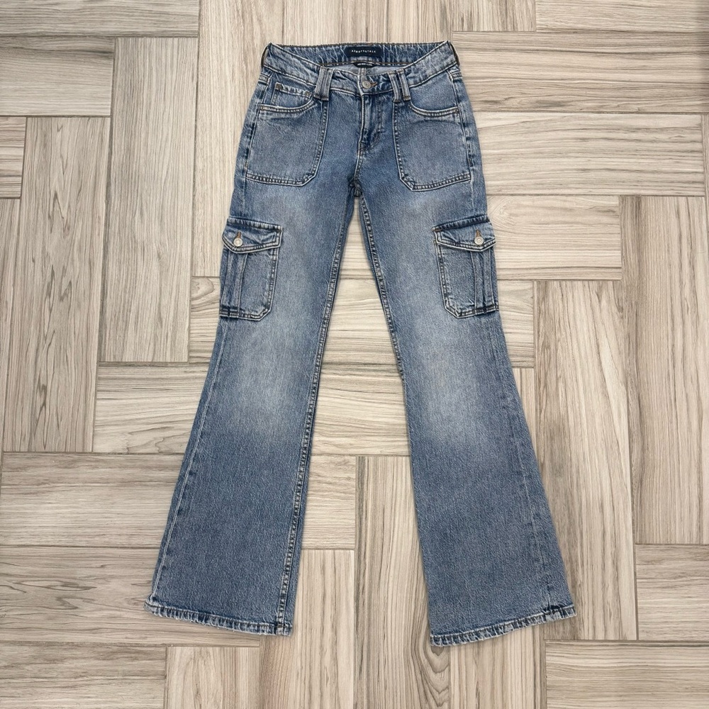 Aeropostale Women's Denim Y2K Mid Rise Flare Cargo Jeans Size OR - Picture 6 of 10